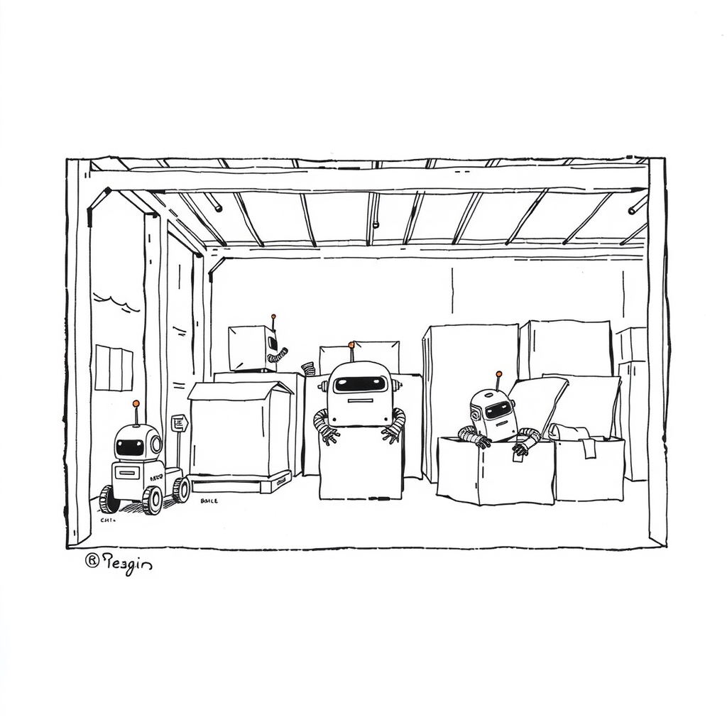 Single-panel cartoon. Caption: “Now we automate shopping”